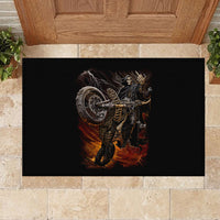 Flaming Skull Rubber Doormat Death Angel Riding Motocycle - Wonder Print Shop