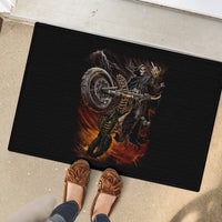 Flaming Skull Rubber Doormat Death Angel Riding Motocycle - Wonder Print Shop