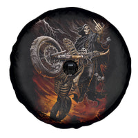 Flaming Skull Spare Tire Cover Death Angel Riding Motocycle - Wonder Print Shop