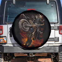 Flaming Skull Spare Tire Cover Death Angel Riding Motocycle - Wonder Print Shop