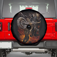 Flaming Skull Spare Tire Cover Death Angel Riding Motocycle - Wonder Print Shop