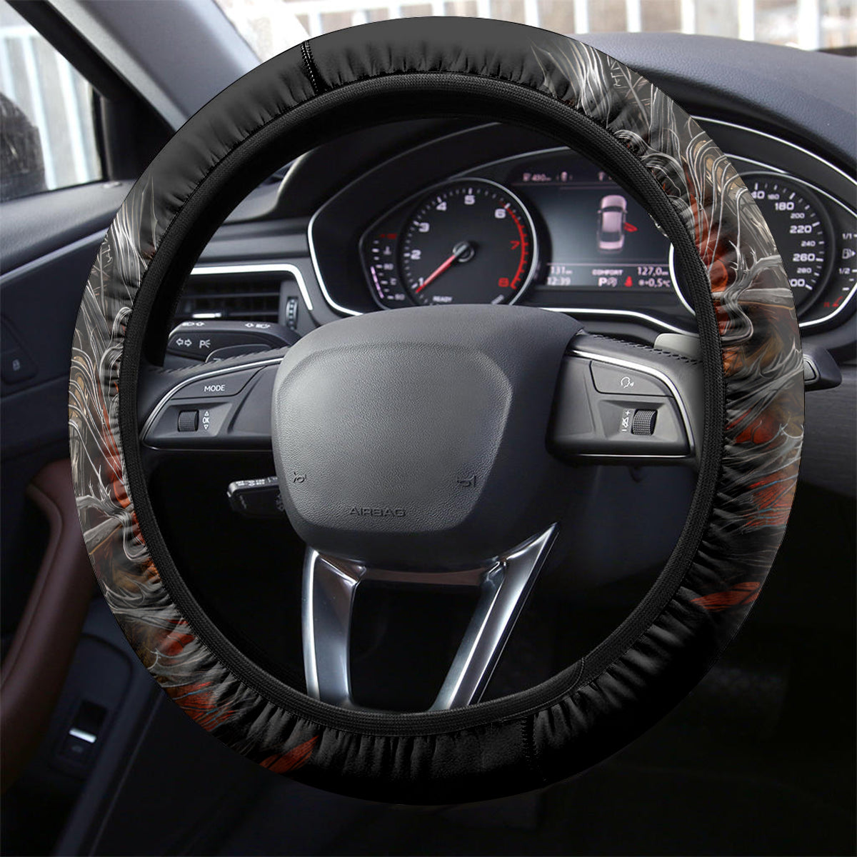 Flaming Skull Steering Wheel Cover Death Angel Riding Motocycle - Wonder Print Shop