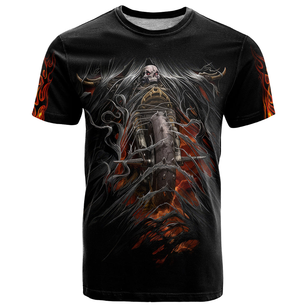 Flaming Skull T Shirt Death Angel Riding Motocycle - Wonder Print Shop