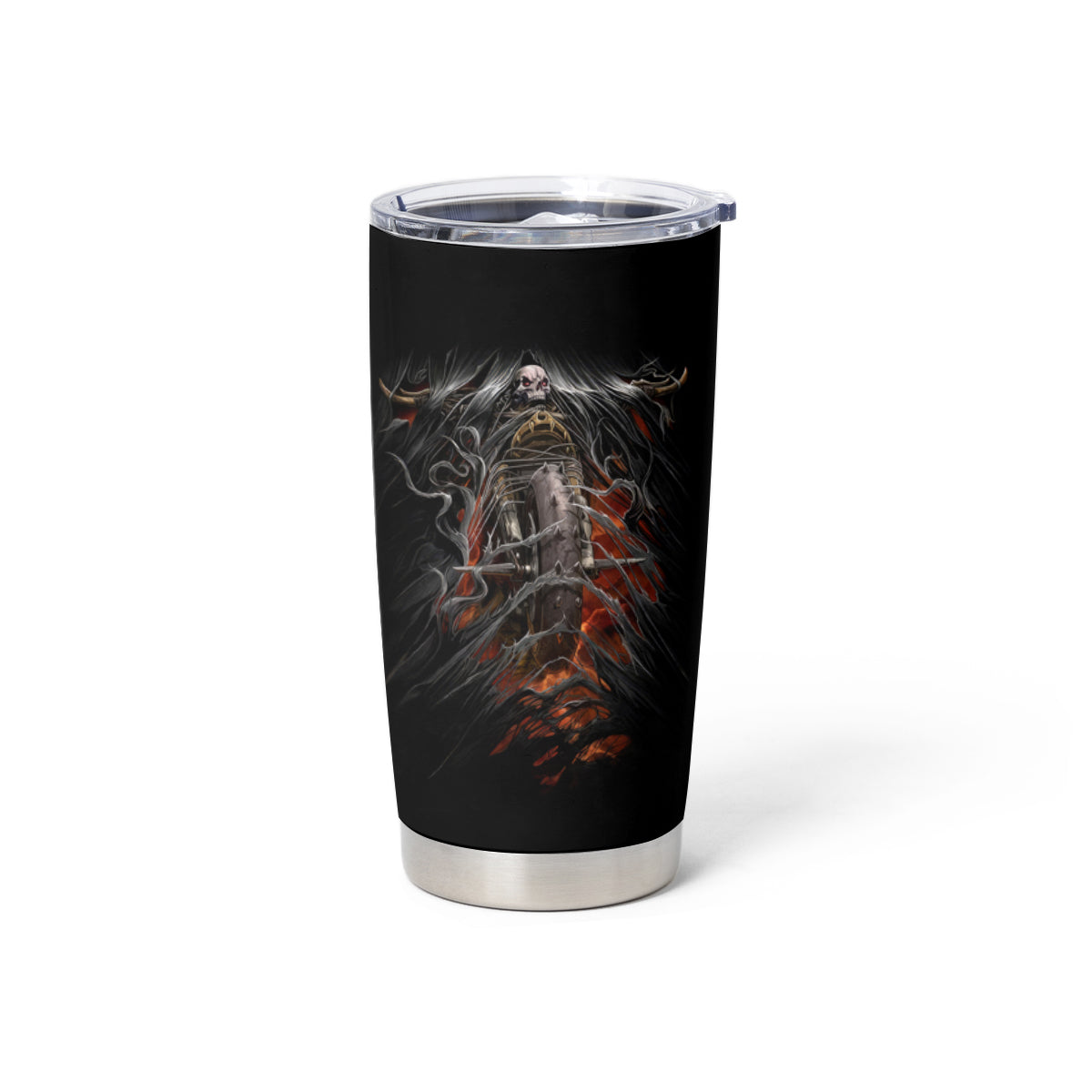 Flaming Skull Tumbler Cup Death Angel Riding Motocycle - Wonder Print Shop