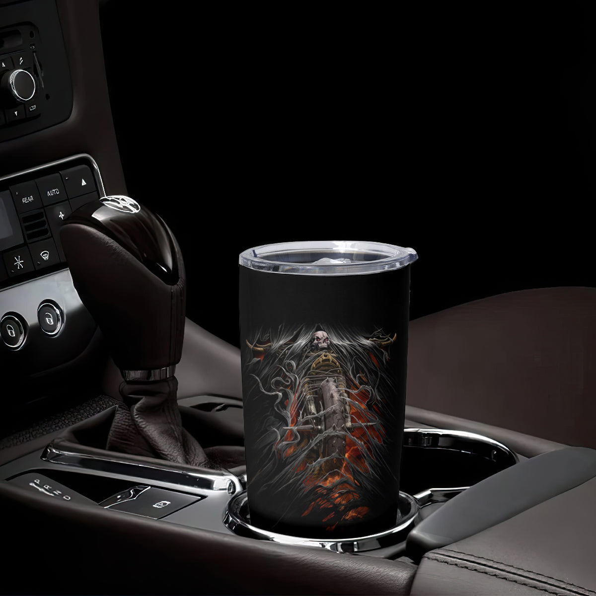 Flaming Skull Tumbler Cup Death Angel Riding Motocycle - Wonder Print Shop