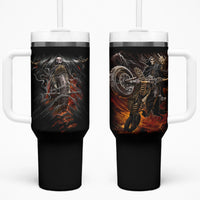 Flaming Skull Tumbler With Handle Death Angel Riding Motocycle - Wonder Print Shop