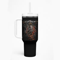 Flaming Skull Tumbler With Handle Death Angel Riding Motocycle - Wonder Print Shop