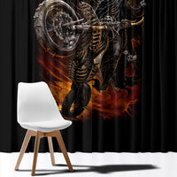 Flaming Skull Window Curtain Death Angel Riding Motocycle - Wonder Print Shop