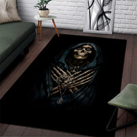Grim Reaper Area Rug The Ferryman Of The Underworld with Charon Skull Black - Wonder Print Shop