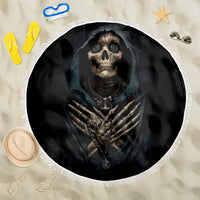Grim Reaper Beach Blanket The Ferryman Of The Underworld with Charon Skull Black - Wonder Print Shop