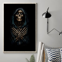 Grim Reaper Canvas Wall Art The Ferryman Of The Underworld with Charon Skull Black - Wonder Print Shop