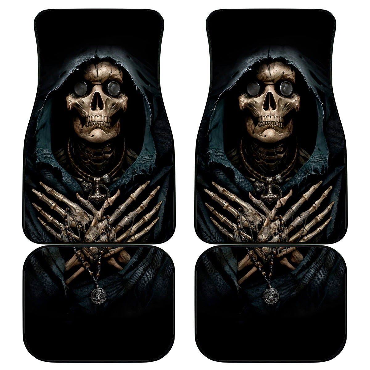 Grim Reaper Car Mats The Ferryman Of The Underworld with Charon Skull Black - Wonder Print Shop