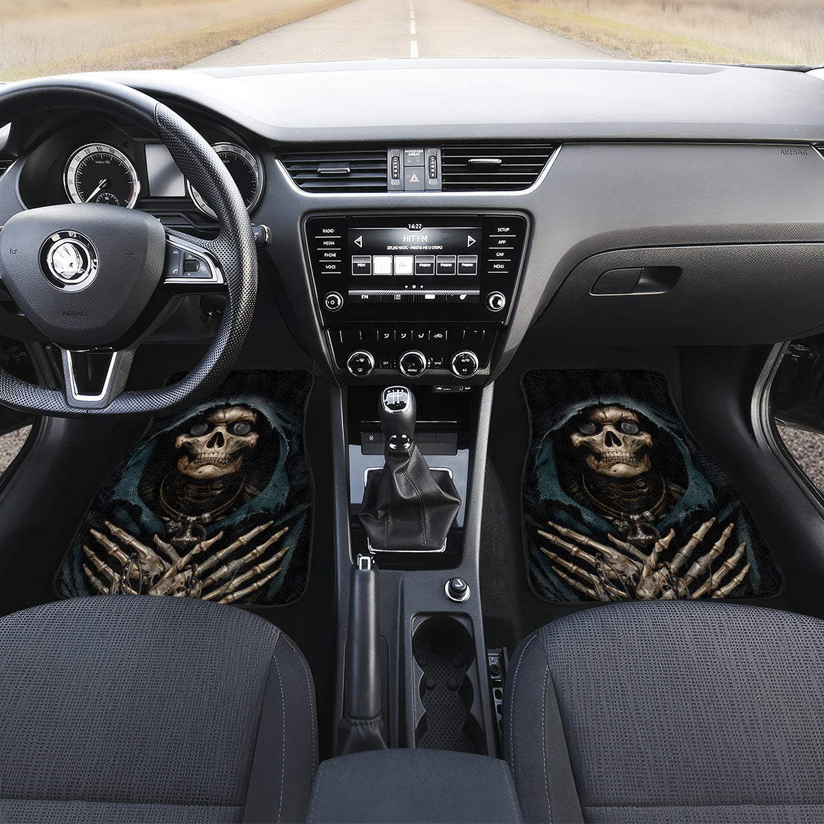 Grim Reaper Car Mats The Ferryman Of The Underworld with Charon Skull Black - Wonder Print Shop