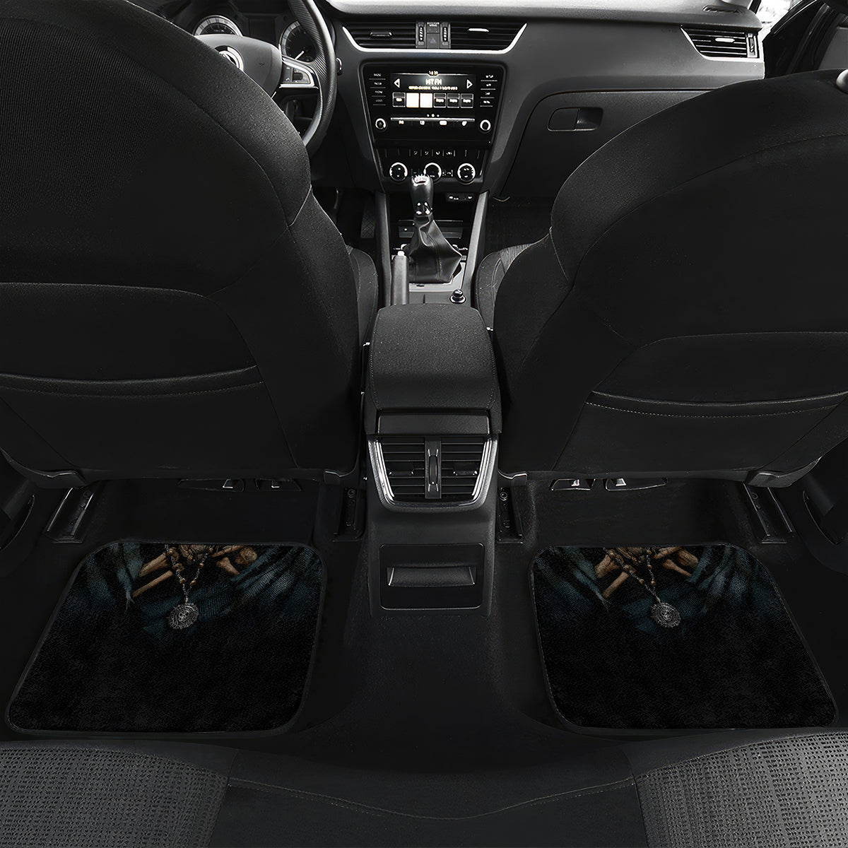 Grim Reaper Car Mats The Ferryman Of The Underworld with Charon Skull Black - Wonder Print Shop