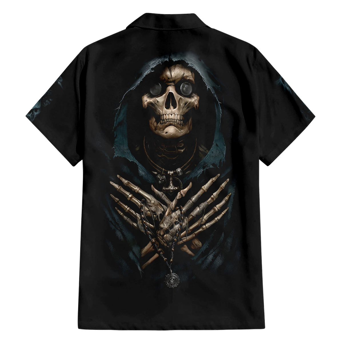Grim Reaper Hawaiian Shirt The Ferryman Of The Underworld with Charon Skull Black - Wonder Print Shop