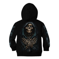 Grim Reaper Kid Hoodie The Ferryman Of The Underworld with Charon Skull Black - Wonder Print Shop