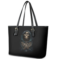 Grim Reaper Leather Tote Bag The Ferryman Of The Underworld with Charon Skull Black - Wonder Print Shop
