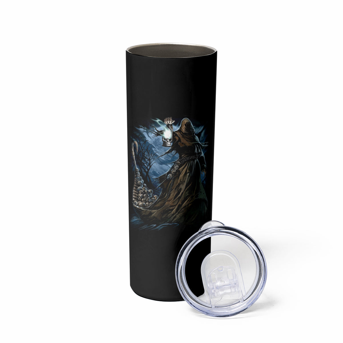 Grim Reaper Skinny Tumbler The Ferryman Of The Underworld with Charon Skull Black - Wonder Print Shop