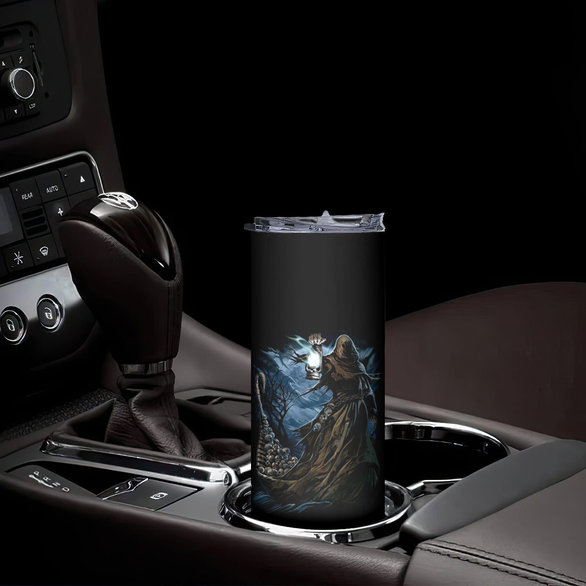 Grim Reaper Skinny Tumbler The Ferryman Of The Underworld with Charon Skull Black - Wonder Print Shop