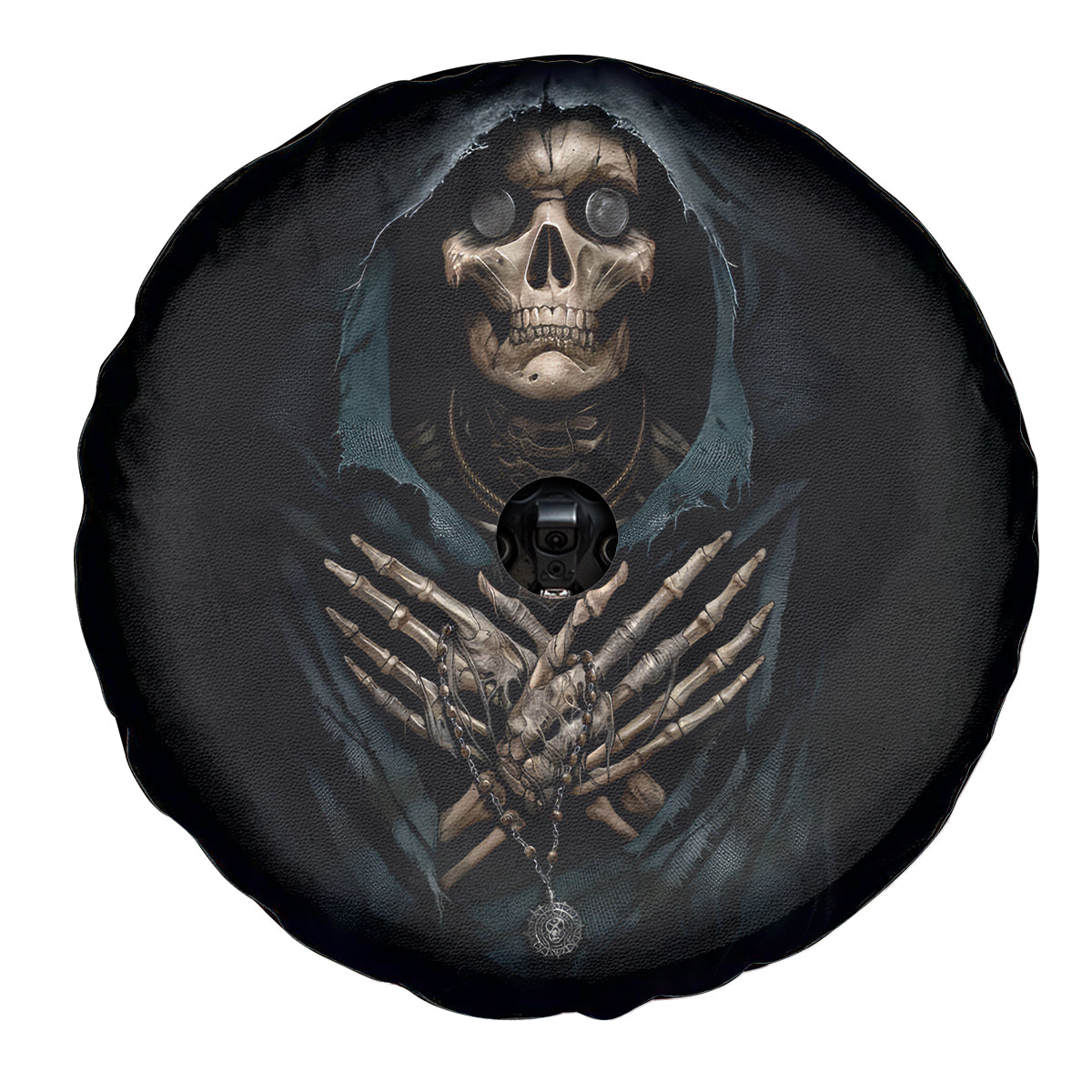 Grim Reaper Spare Tire Cover The Ferryman Of The Underworld with Charon Skull Black - Wonder Print Shop