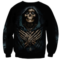 Grim Reaper Sweatshirt The Ferryman Of The Underworld with Charon Skull Black - Wonder Print Shop