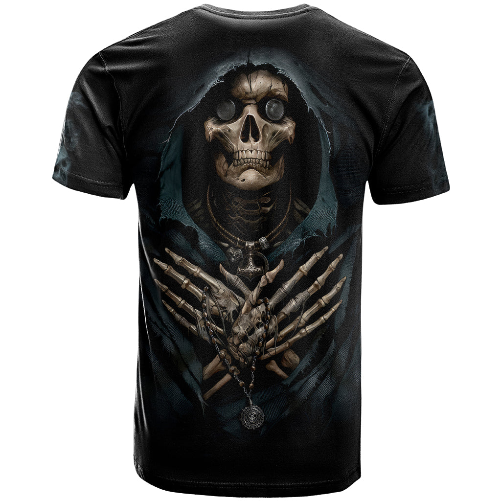Grim Reaper T Shirt The Ferryman Of The Underworld with Charon Skull Black - Wonder Print Shop