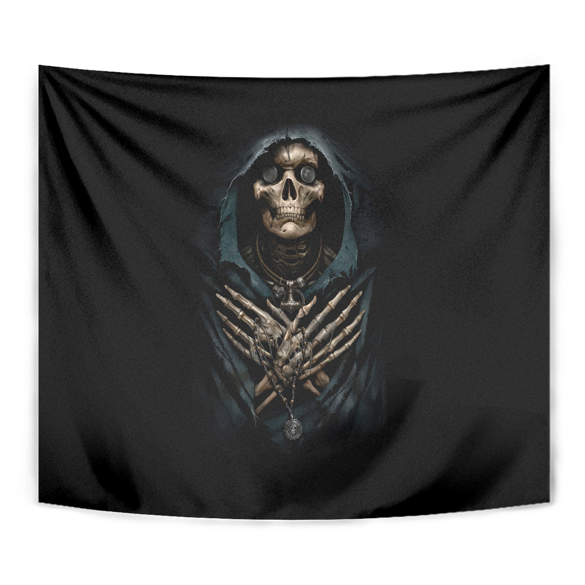Grim Reaper Tapestry The Ferryman Of The Underworld with Charon Skull Black - Wonder Print Shop