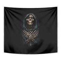 Grim Reaper Tapestry The Ferryman Of The Underworld with Charon Skull Black - Wonder Print Shop