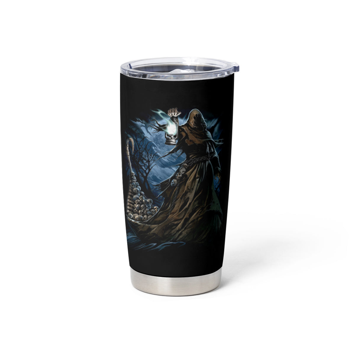 Grim Reaper Tumbler Cup The Ferryman Of The Underworld with Charon Skull Black - Wonder Print Shop