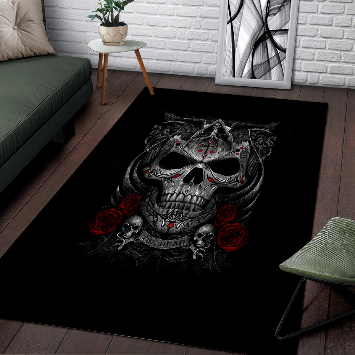Skull Area Rug Cross Snake Bloody Skull - Wonder Print Shop