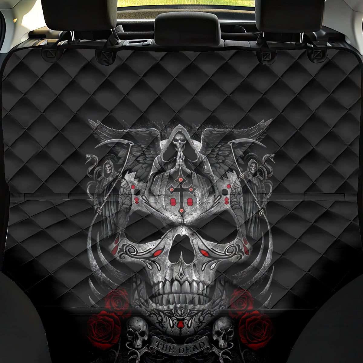 Skull Back Car Seat Cover Cross Snake Bloody Skull - Wonder Print Shop