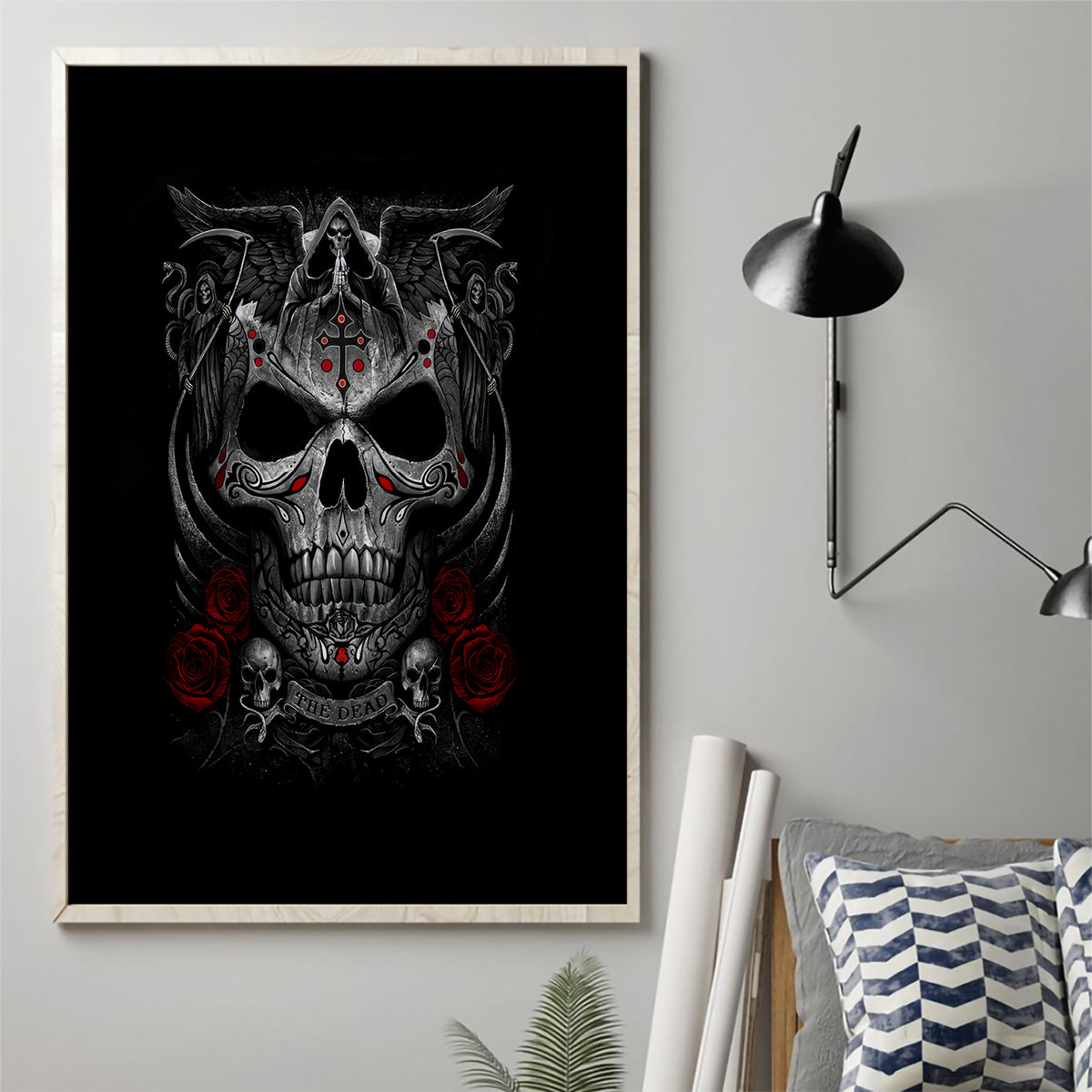 Skull Canvas Wall Art Cross Snake Bloody Skull - Wonder Print Shop