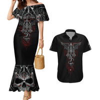Skull Couples Matching Mermaid Dress And Hawaiian Shirt Cross Snake Bloody Skull - Wonder Print Shop