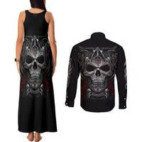 Skull Couples Matching Tank Maxi Dress and Long Sleeve Button Shirts Cross Snake Bloody Skull - Wonder Print Shop