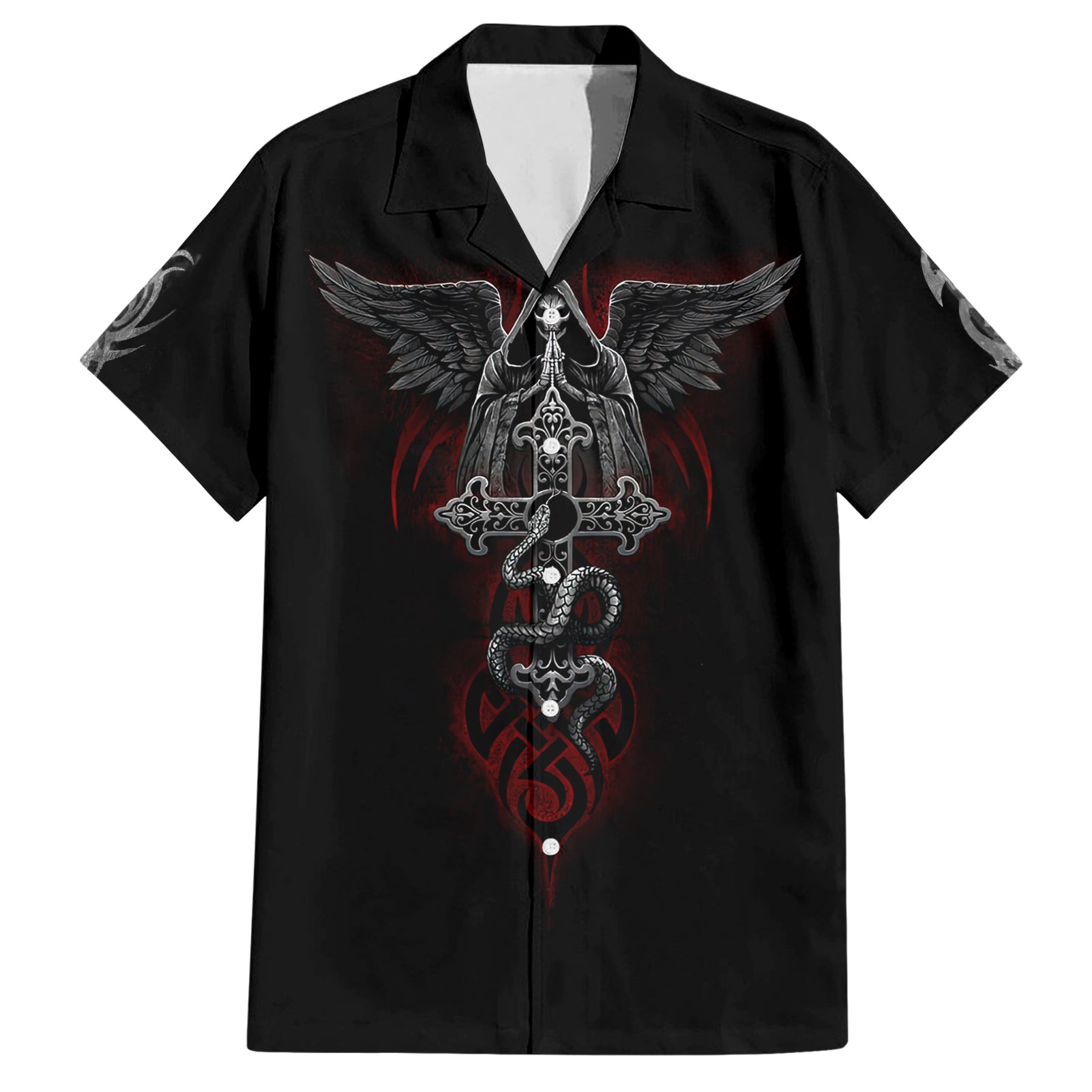 Skull Hawaiian Shirt Cross Snake Bloody Skull - Wonder Print Shop