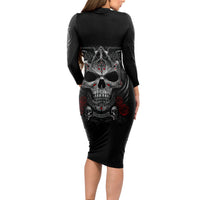 Skull Long Sleeve Bodycon Dress Cross Snake Bloody Skull - Wonder Print Shop