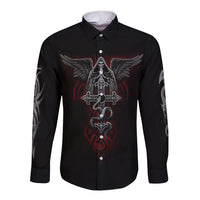 Skull Long Sleeve Button Shirt Cross Snake Bloody Skull - Wonder Print Shop
