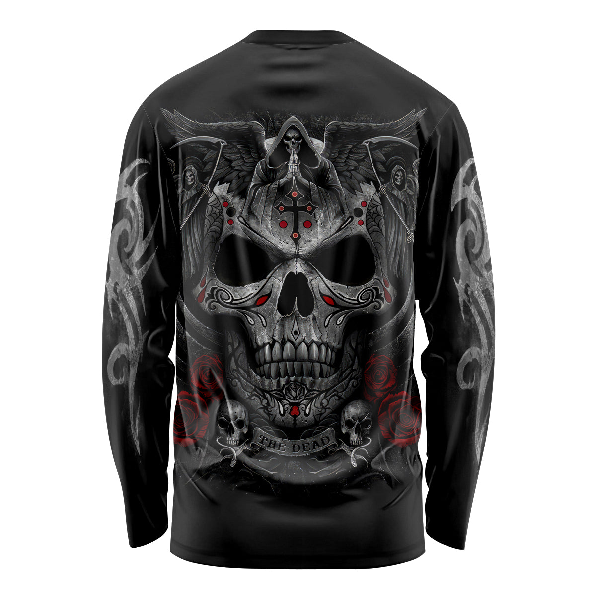 Skull Long Sleeve Shirt Cross Snake Bloody Skull - Wonder Print Shop