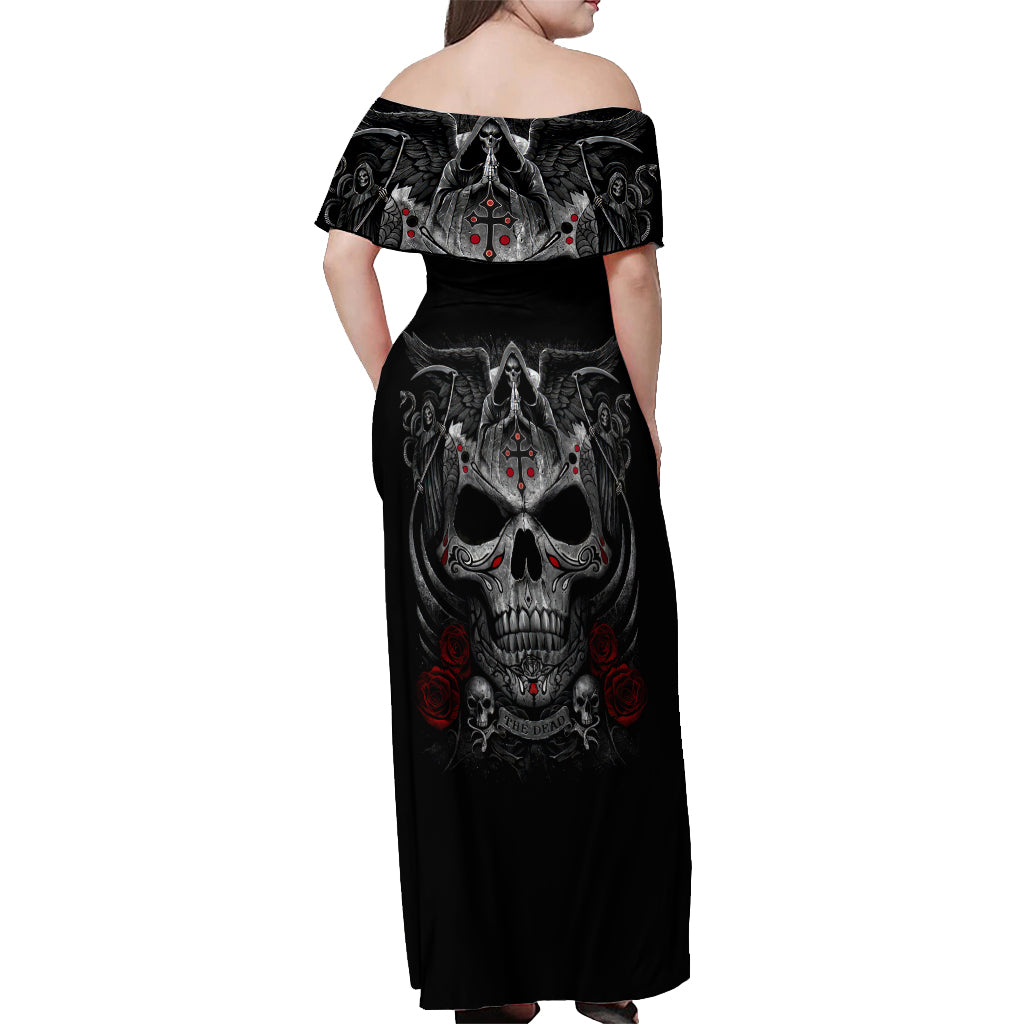 Skull Off Shoulder Maxi Dress Cross Snake Bloody Skull - Wonder Print Shop