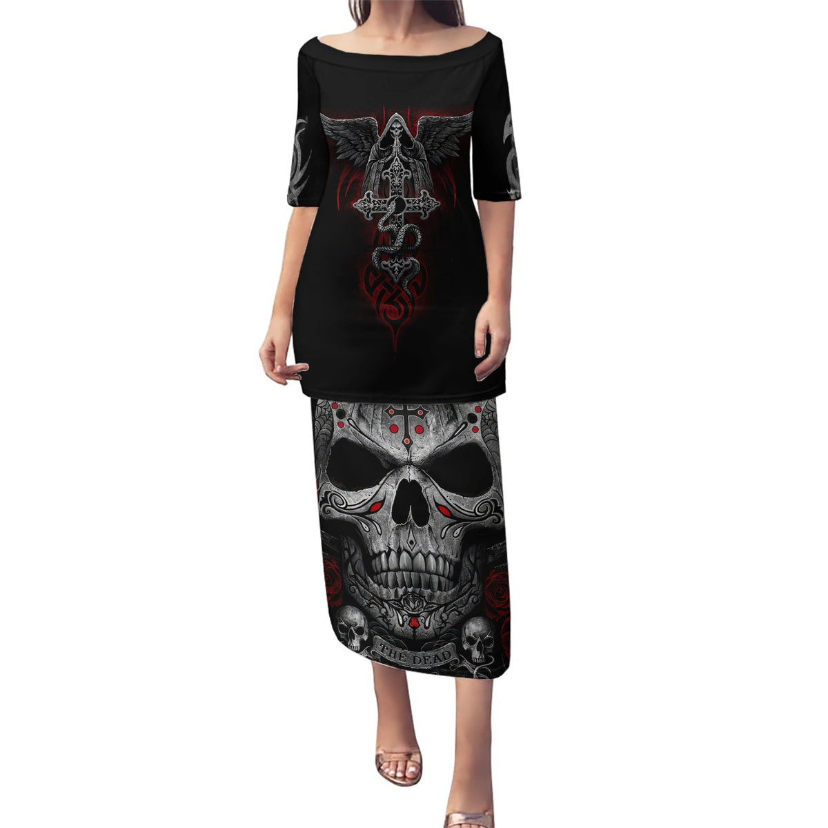 Skull Puletasi Cross Snake Bloody Skull - Wonder Print Shop