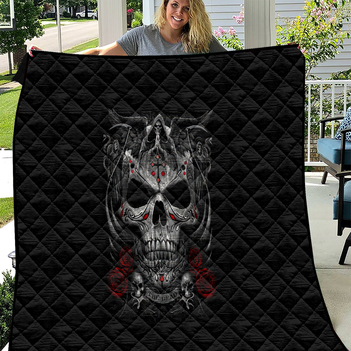 Skull Quilt Cross Snake Bloody Skull - Wonder Print Shop