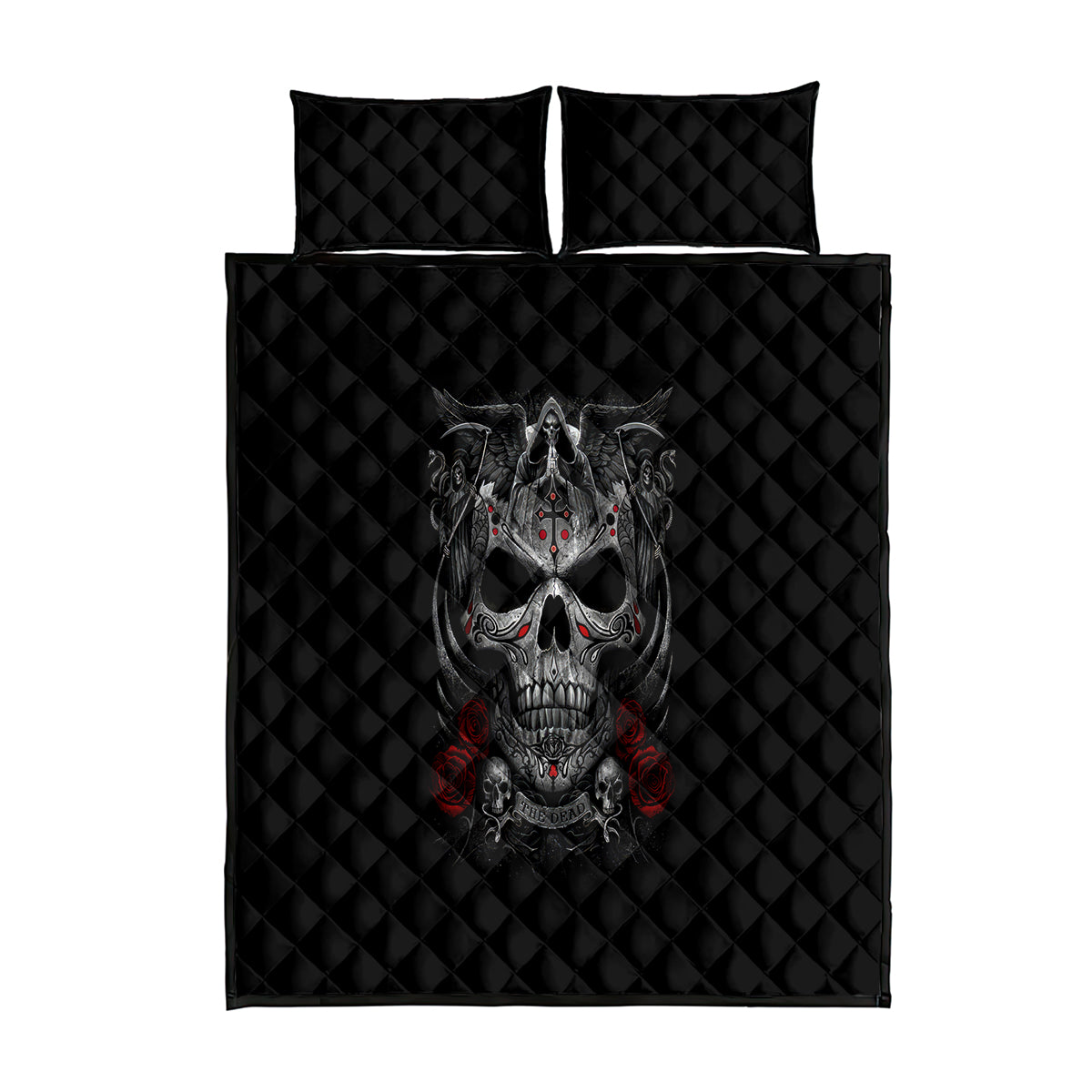 Skull Quilt Bed Set Cross Snake Bloody Skull - Wonder Print Shop
