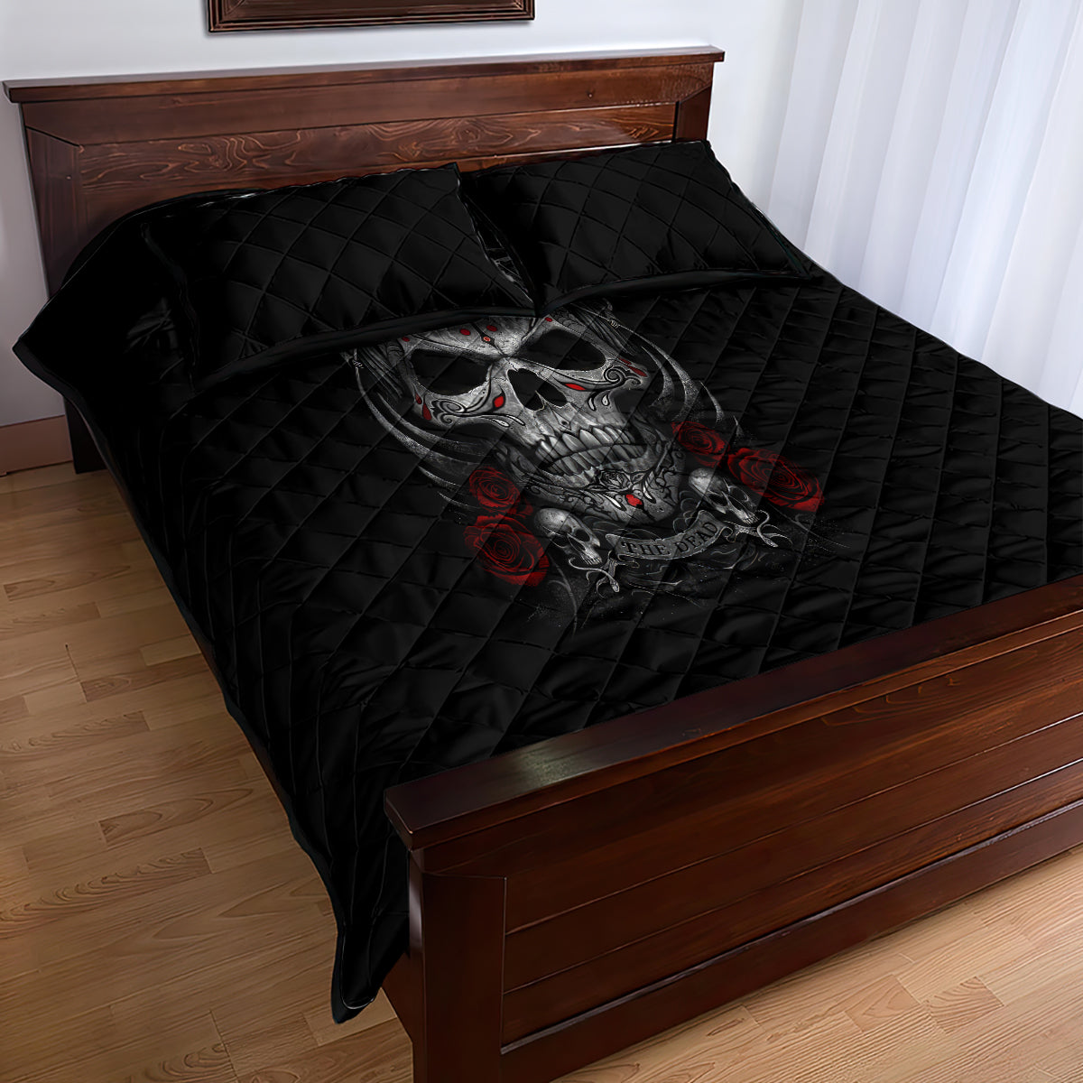 Skull Quilt Bed Set Cross Snake Bloody Skull - Wonder Print Shop