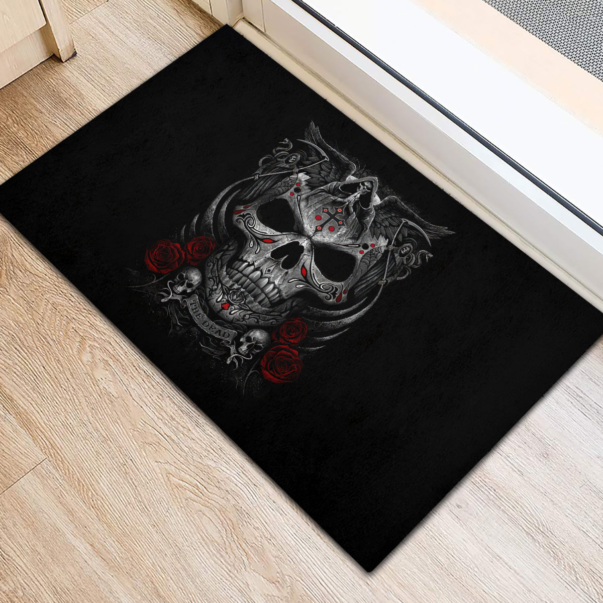 Skull Rubber Doormat Cross Snake Bloody Skull - Wonder Print Shop