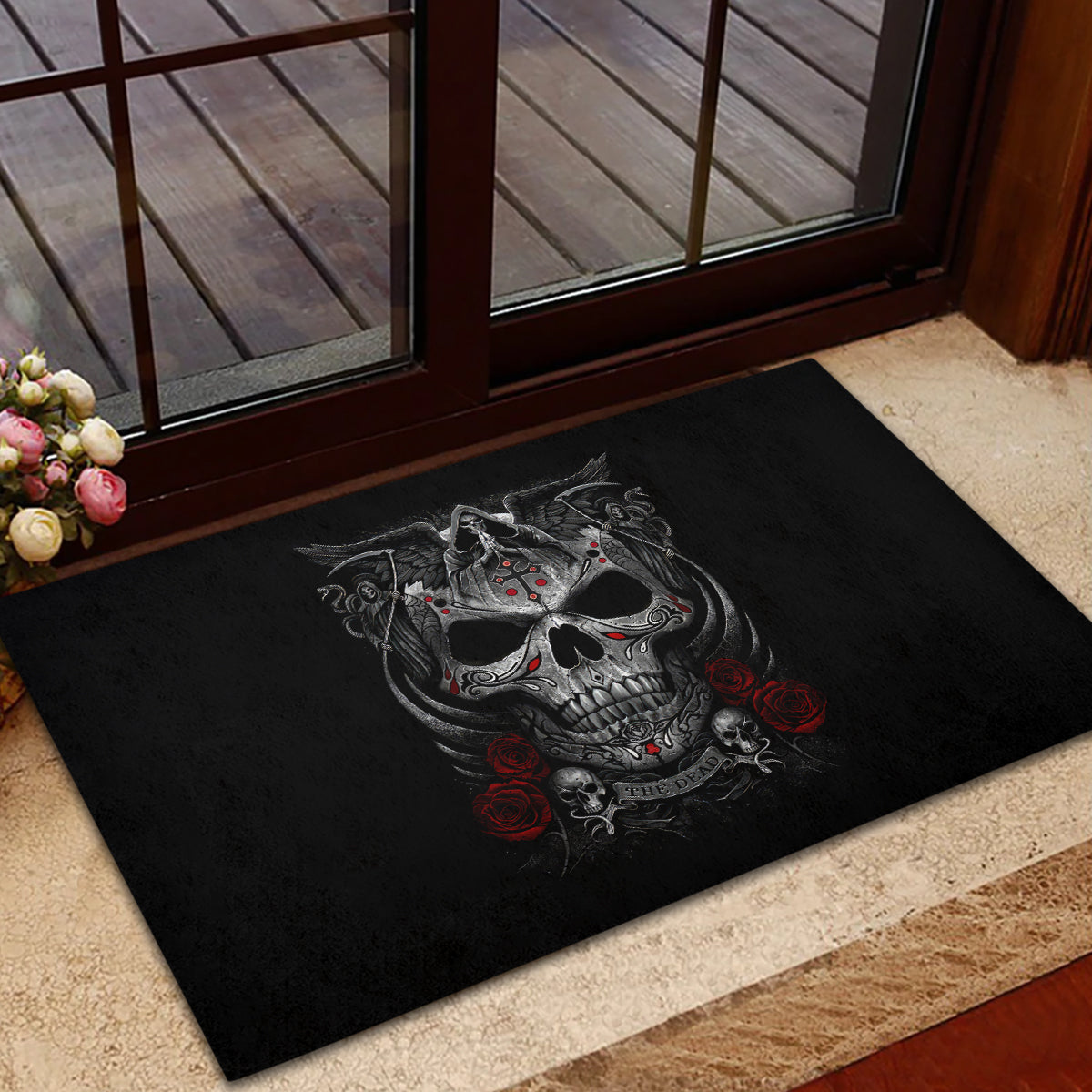Skull Rubber Doormat Cross Snake Bloody Skull - Wonder Print Shop