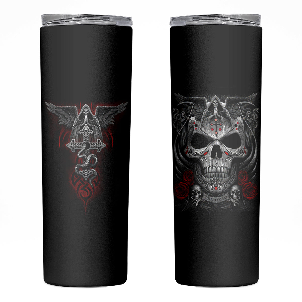Skull Skinny Tumbler Cross Snake Bloody Skull - Wonder Print Shop