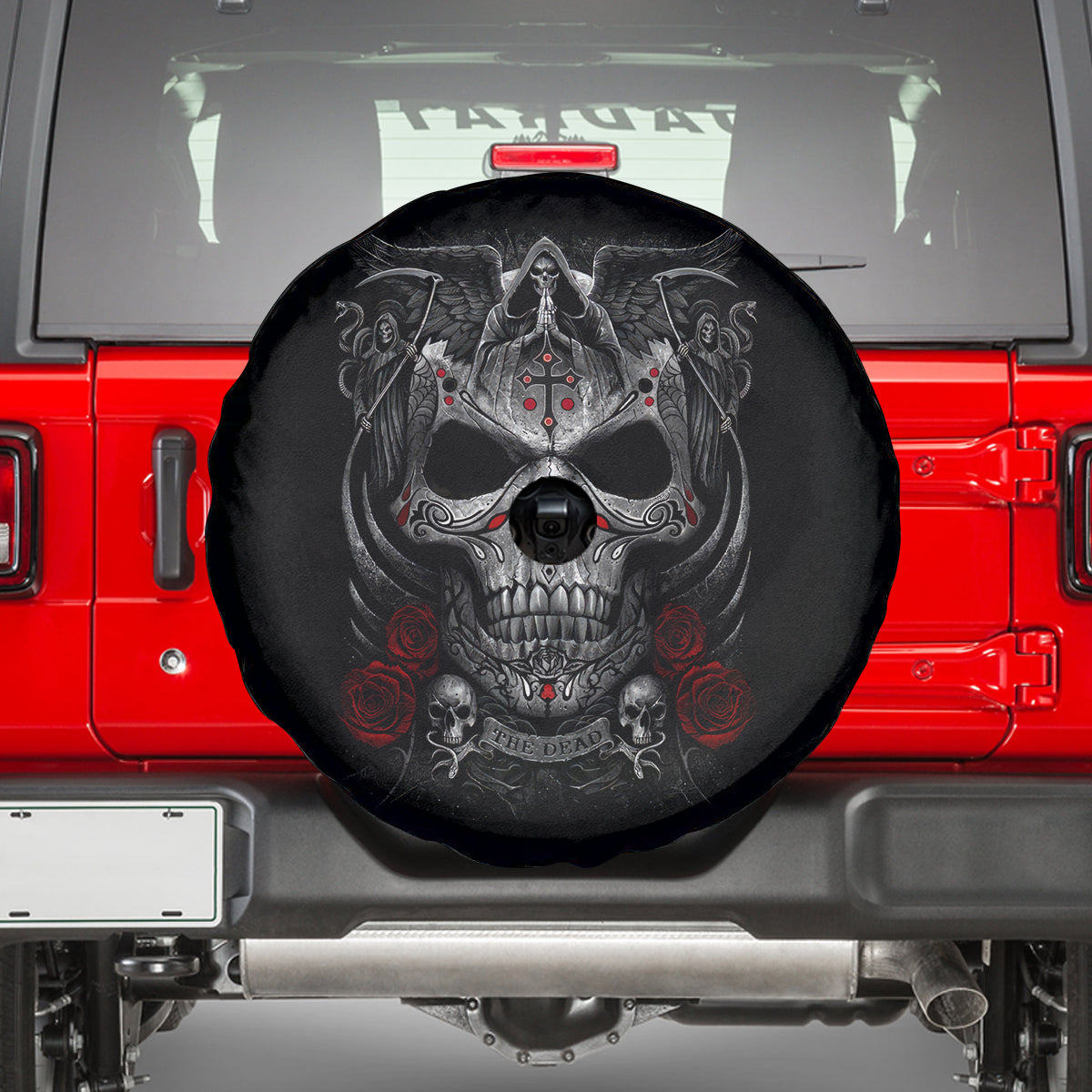 Skull Spare Tire Cover Cross Snake Bloody Skull - Wonder Print Shop