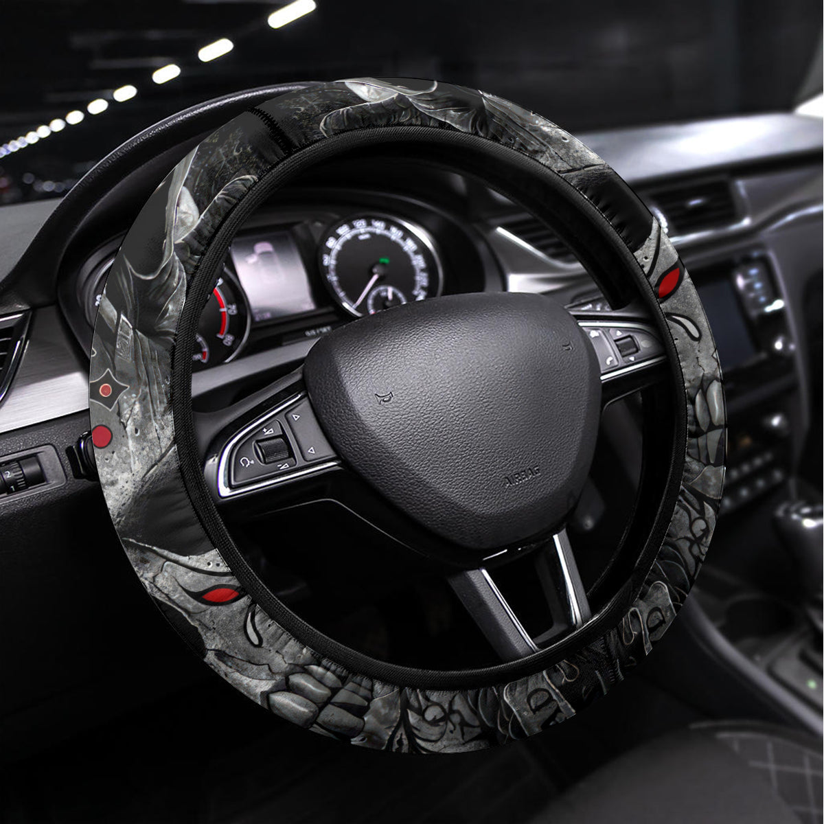 Skull Steering Wheel Cover Cross Snake Bloody Skull - Wonder Print Shop