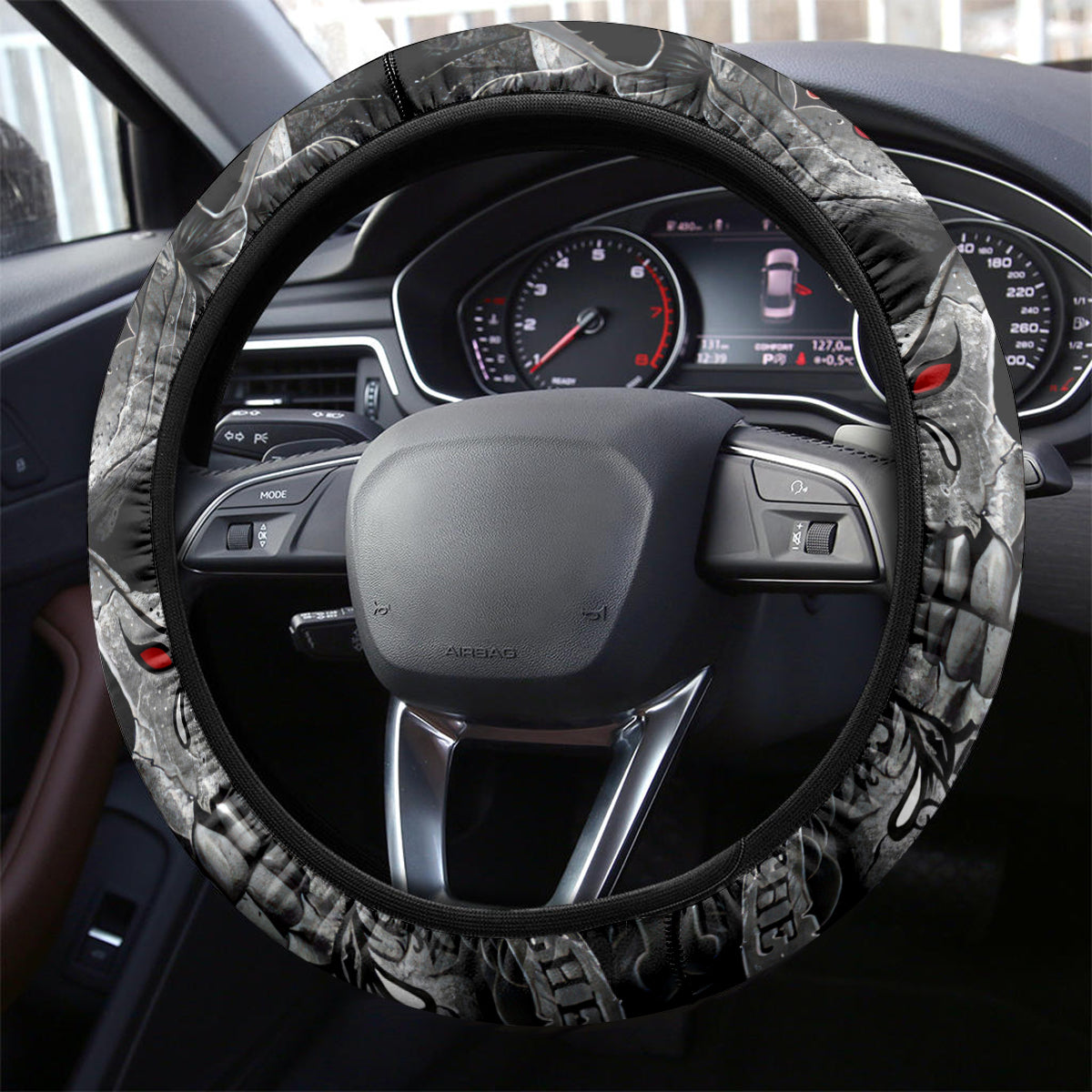 Skull Steering Wheel Cover Cross Snake Bloody Skull - Wonder Print Shop