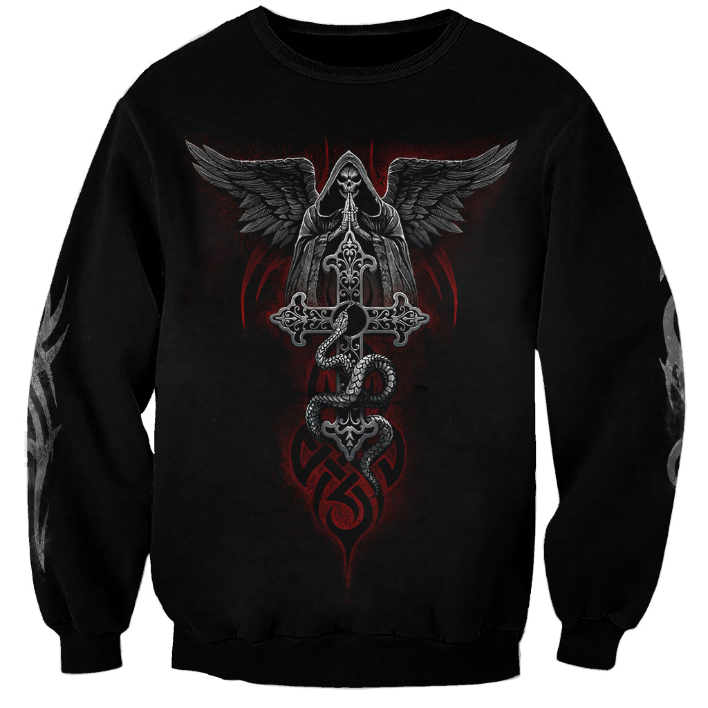 Skull Sweatshirt Cross Snake Bloody Skull - Wonder Print Shop